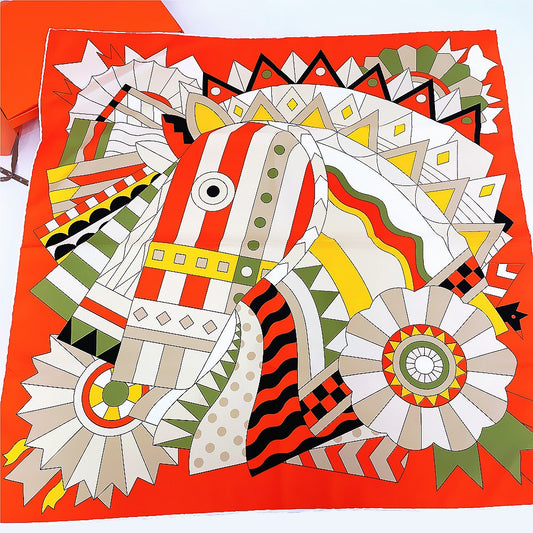 90cm Handmade Curled Colored Horse Head Scarf - Harajuku Style