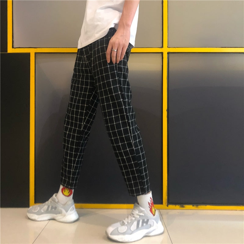 Vintage Plaid Patchwork Pants