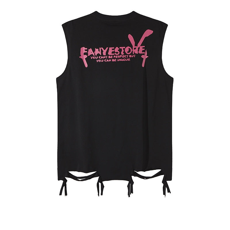 Harajuku Distressed Tank Top - Unisex Summer Sleeveless Tee