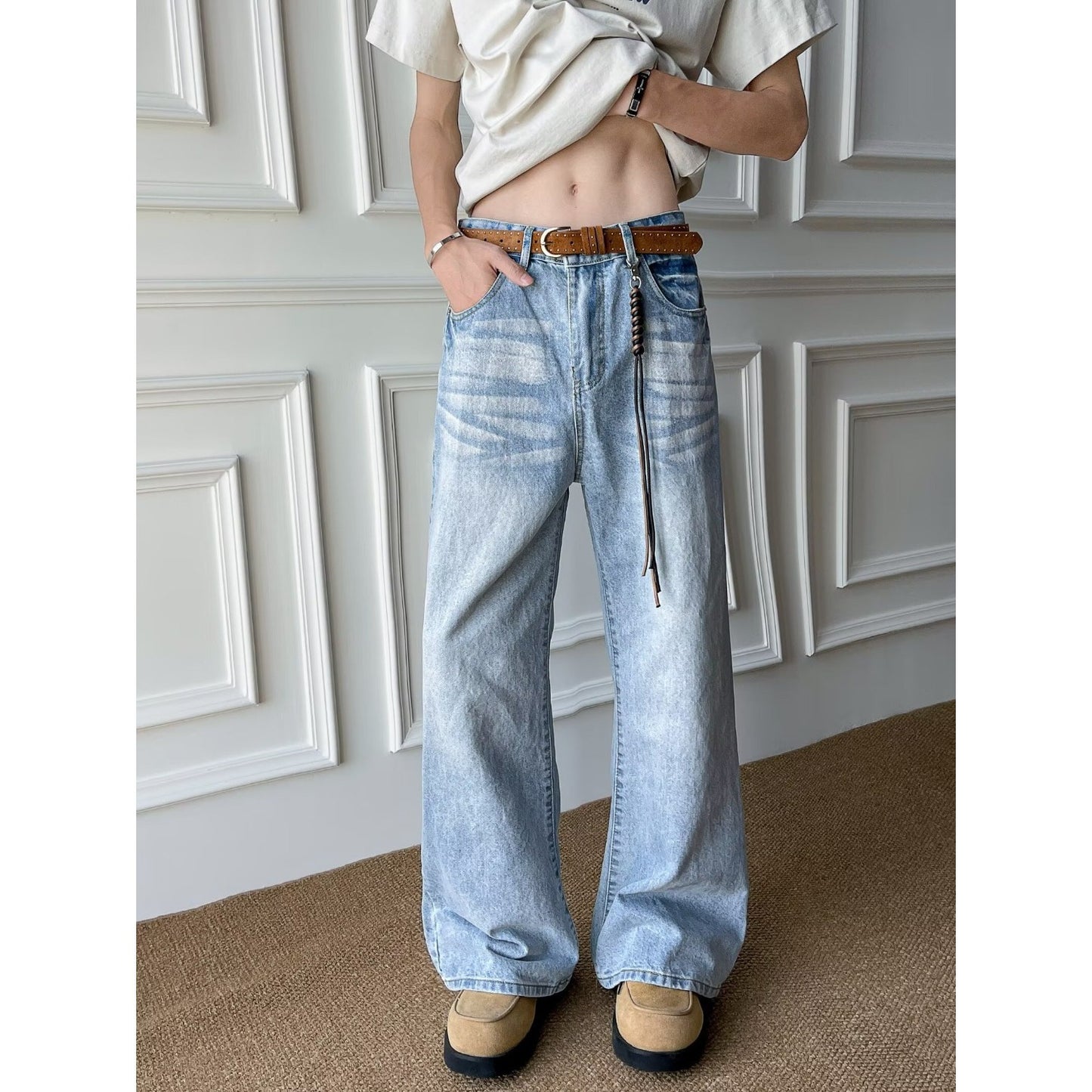 Men's Loose Straight Leg Flared Jeans - Harajuku Style