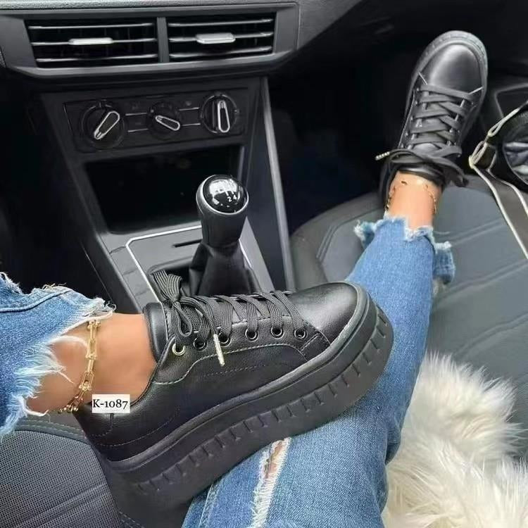 Women's Thick Soled Lace Up Casual Shoes
