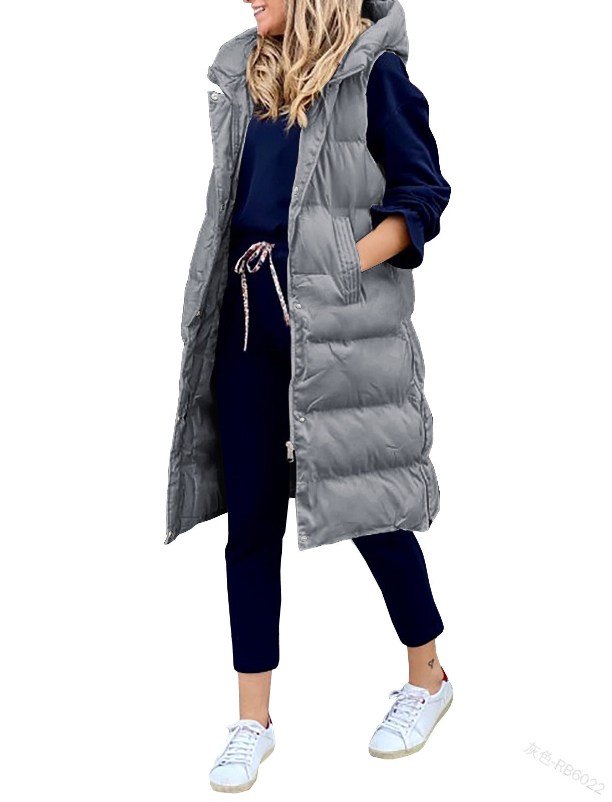 Solid Hooded Long Cotton Vest - Casual Harajuku Fashion