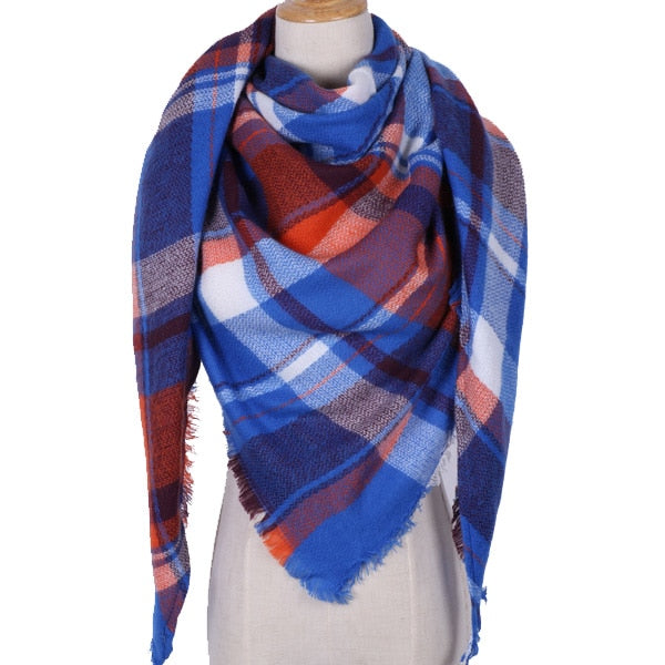 Harajuku Style Winter Triangle Scarf - Cashmere Plaid Shawl