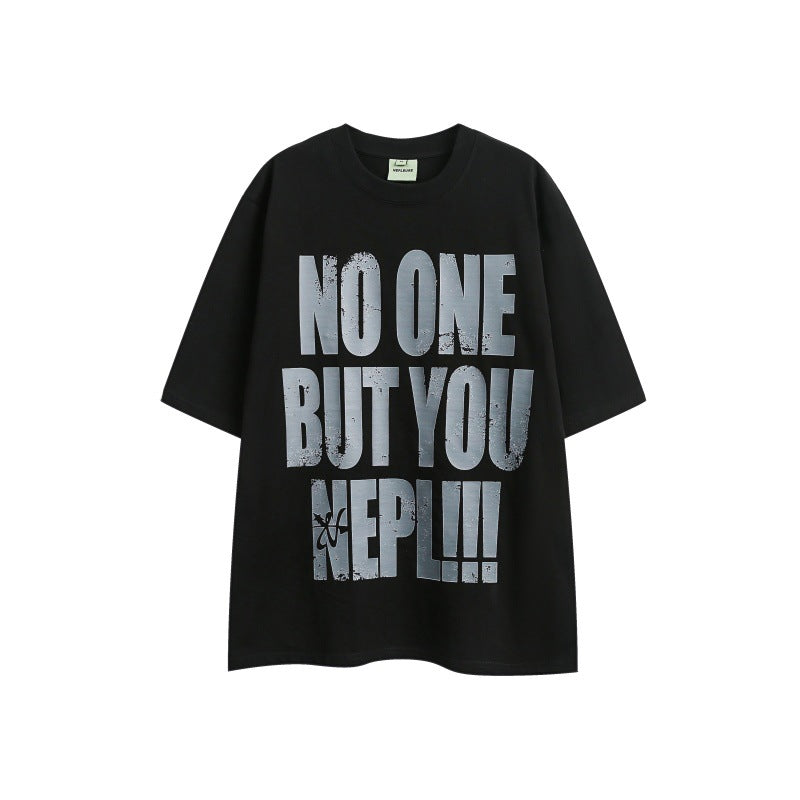 Harajuku-Inspired Distressed Letter Print T-Shirt