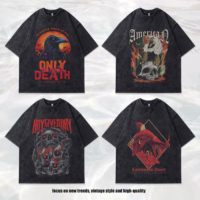 Harajuku Style Cartoon Print Short Sleeve Tee for Men