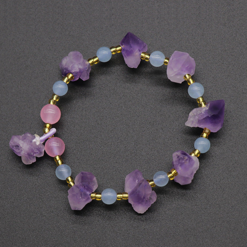 Lavender Amethyst Raw Stone Bracelet - Harajuku Style