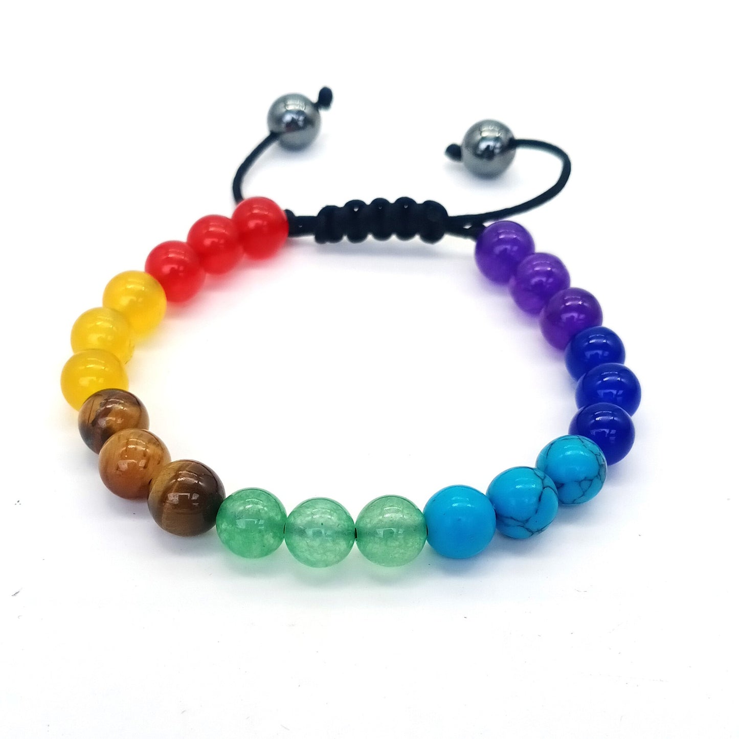 8mm Tiger Eye Stone Beads Bracelet - Adjustable & Braided