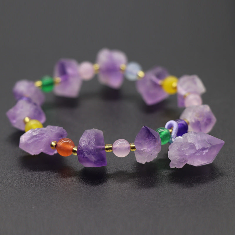 Lavender Amethyst Raw Stone Bracelet - Harajuku Style