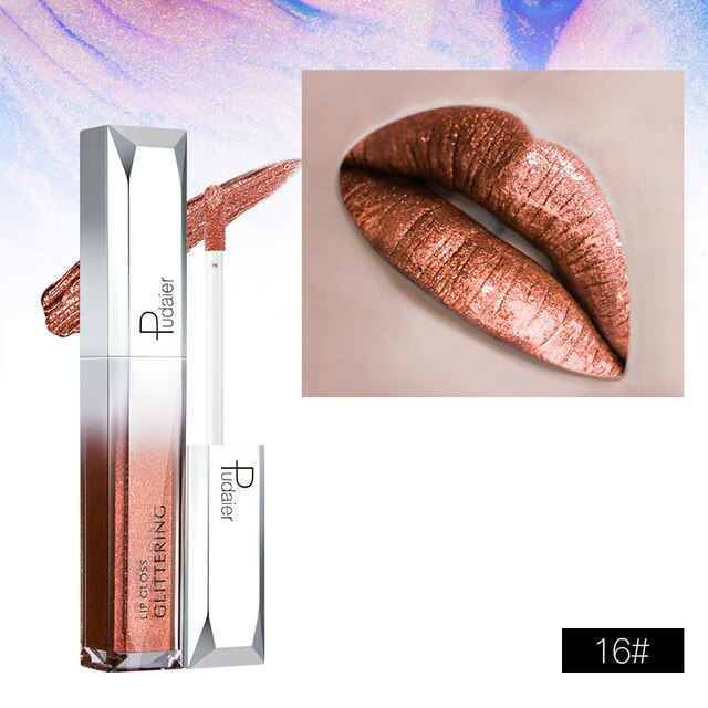 Metallic Glitter Shine Full Color Lipstick - 18 Shades