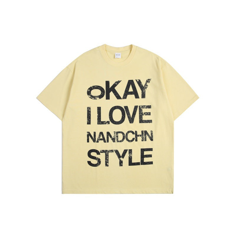 Harajuku Style Loose Fit Letter Printed Short Sleeve Tee