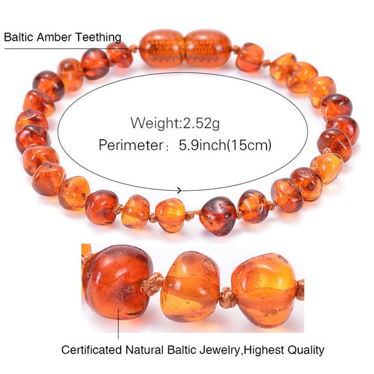 Baltic Sea Amber Baby Bracelet - Irregular Handcrafted Jewelry