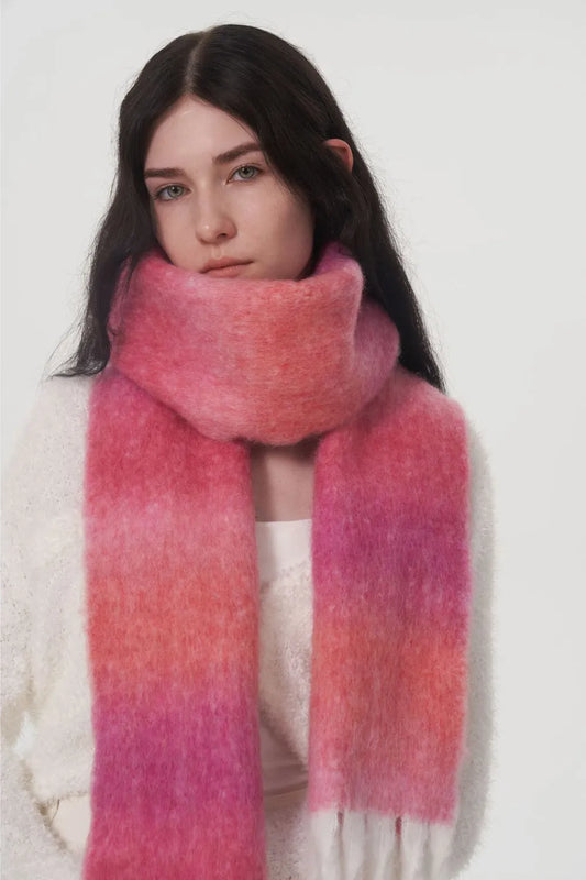 Fringe Gradient Thermal Scarf - Harajuku Style