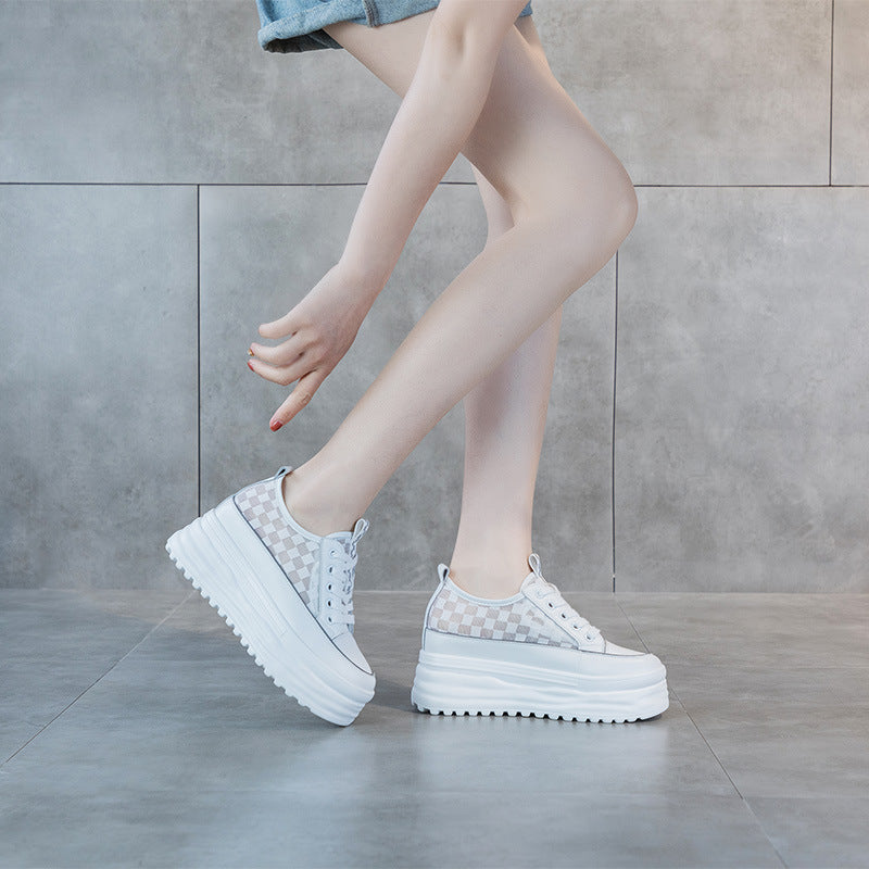 Korean Style Thick-Soled Leather Shoes for Women