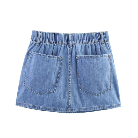 Lace-Up Hip Hugging Denim Skirt for Women - Harajuku Style