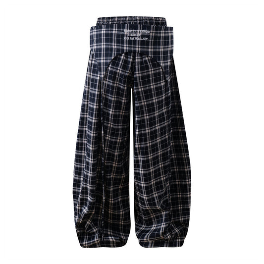 Harajuku-Inspired Plaid Tapered Long Pants for Men