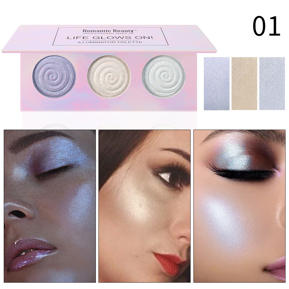 Tri-Color Pearl Glitter Highlighter Palette
