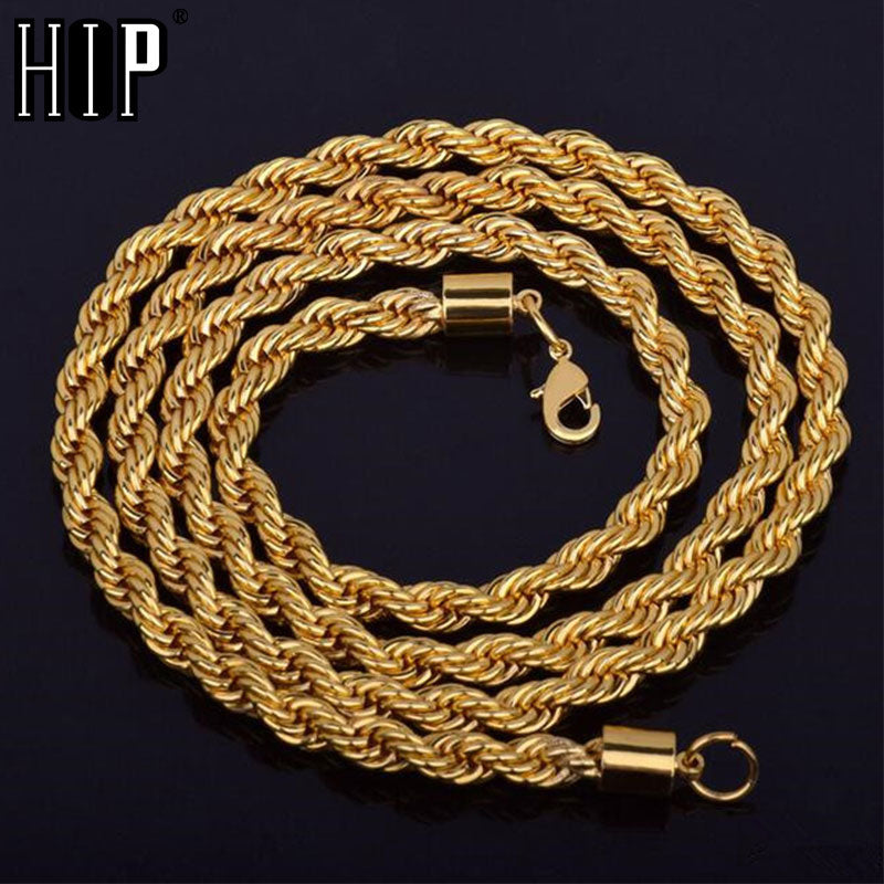 3mm Rope Chain Necklace - Gold & Silver Stainless Steel