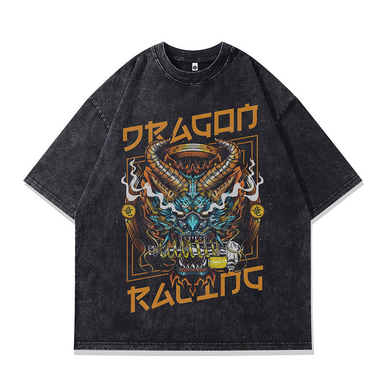 Vintage Japanese Ukiyo-e Print Cotton Tee for Men