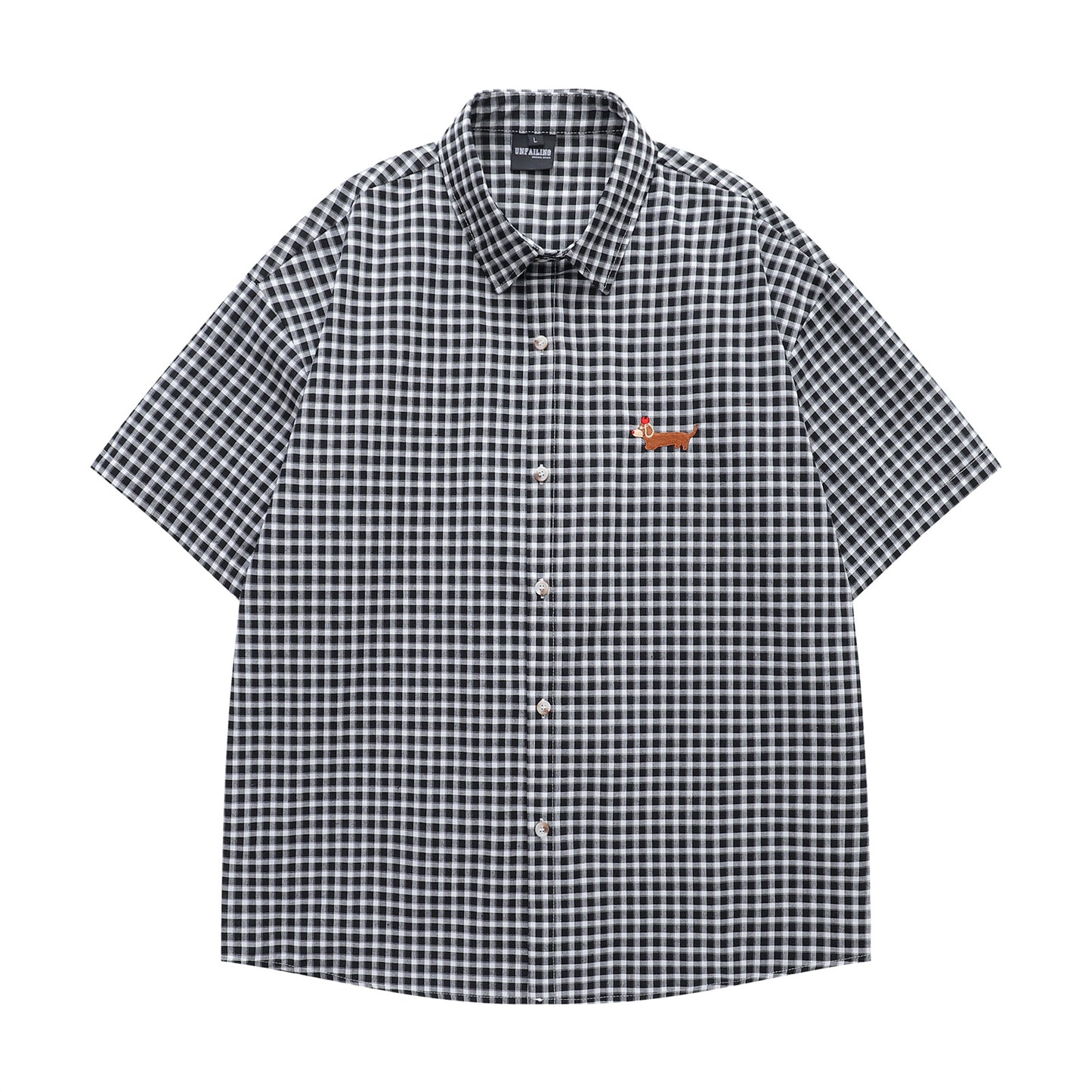 Retro Sausage Dog Plaid Shirt - Harajuku Style