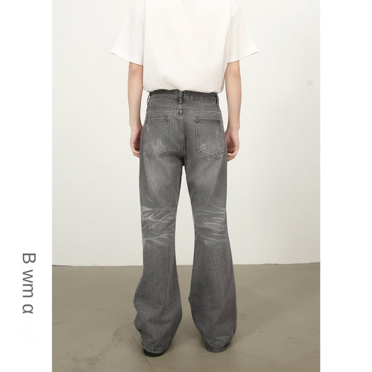 Harajuku Inspired Washed Flared Hole Denim Trousers