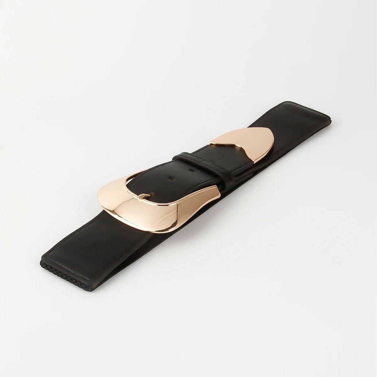 Harajuku Style Wide Elastic Waist Belt with Big Gold Buckle