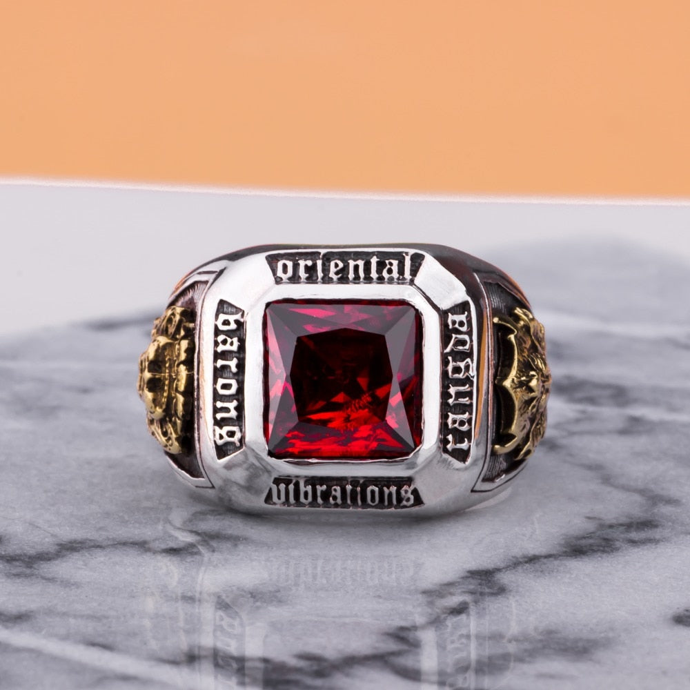 Vintage Men's Ruby Ring in Solid 925 Sterling Silver
