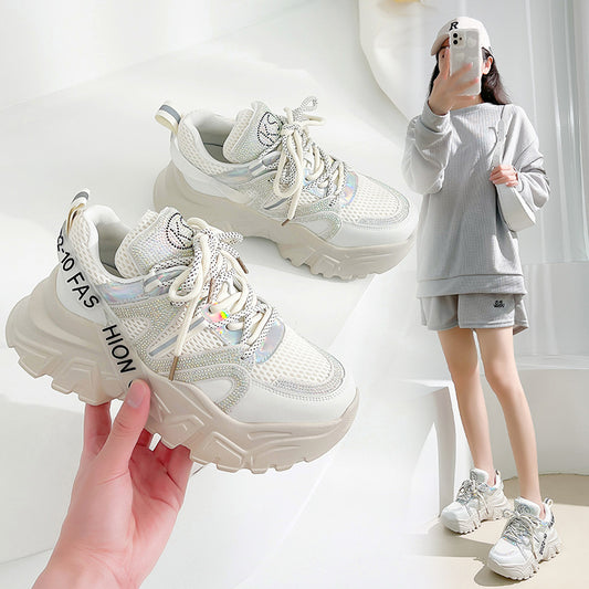 Harajuku Style Women's Platform Shoes - Height Increasing Casual Sneakers
