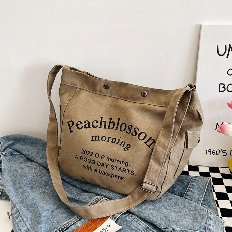 Harajuku Style Letter Canvas Tote Bag for Women