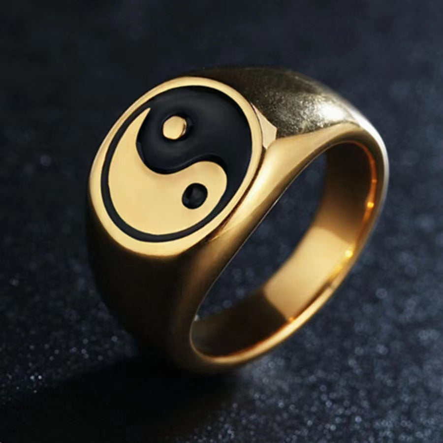 Harajuku Style Yin Yang Titanium Steel Ring