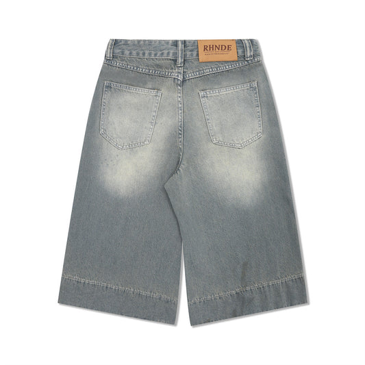 Vintage Washed Straight-Leg Casual Shorts for Men