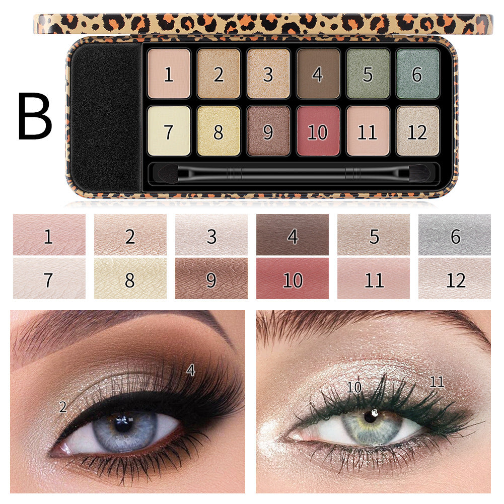 Vibrant Multicolor Leopard Eye Shadow Palette with Glitter