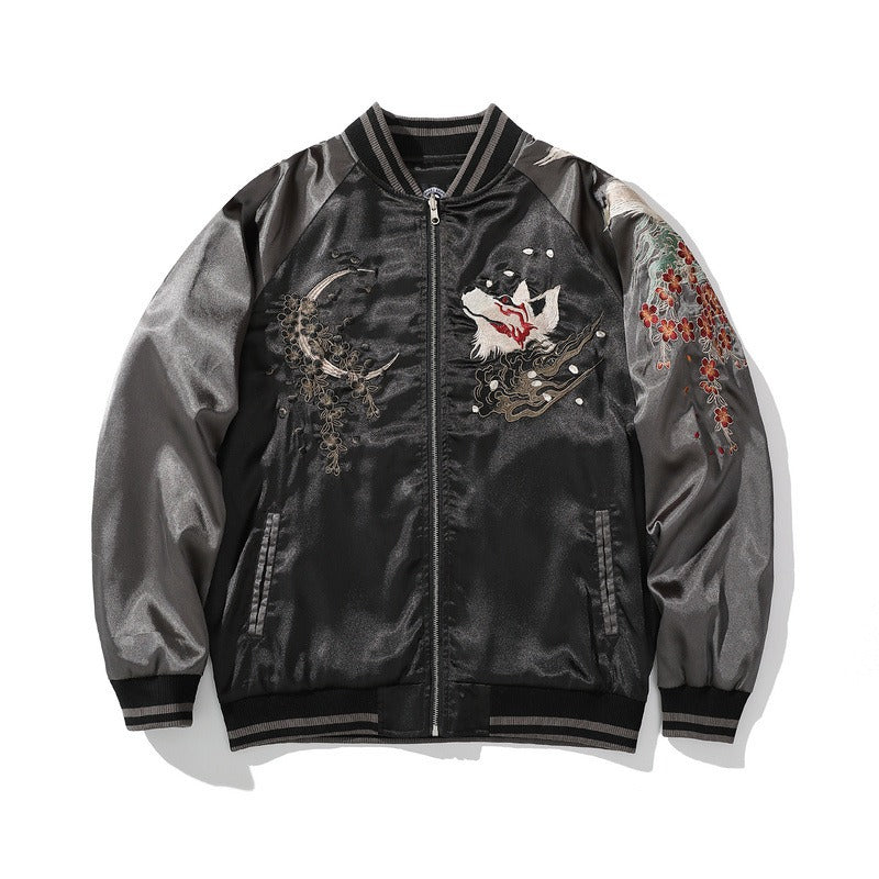 Nine-Tailed Fox Embroidered Cotton Coat - Harajuku Style