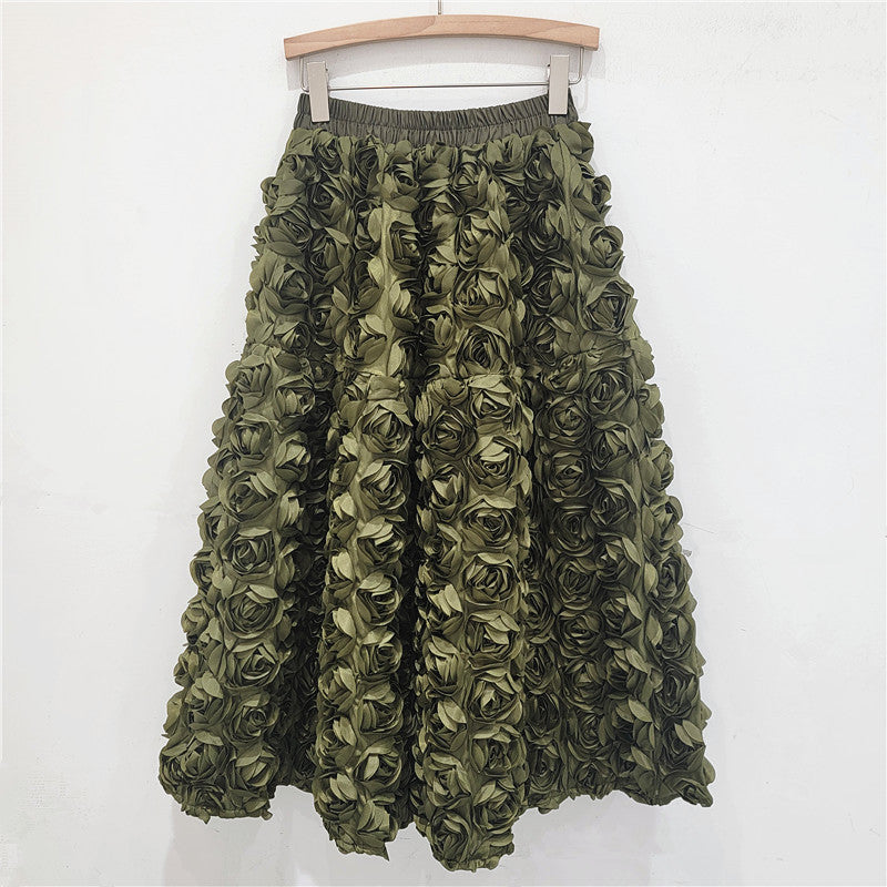 French Flower A-Line Skirt - Harajuku Inspired Fashion