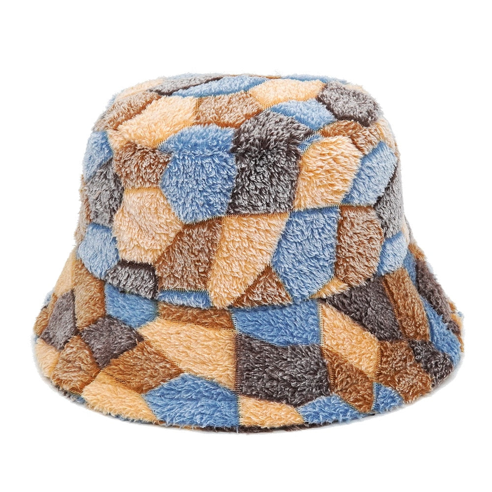 Camouflage Faux Fur Bucket Hat - Warm & Stylish Fisherman Hat