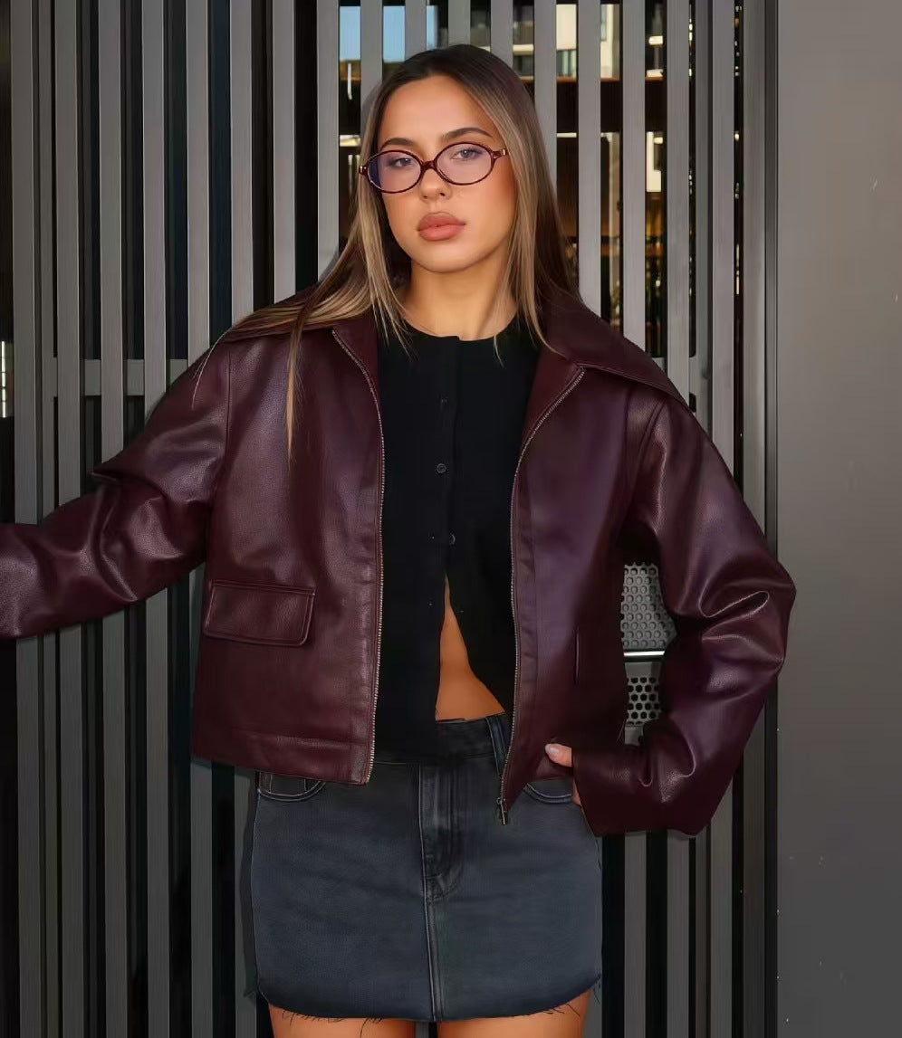 Versatile Leather Short Motorcycle Jacket