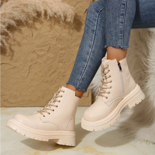 Harajuku Style Women's Thick-Soled Combat Ankle Boots