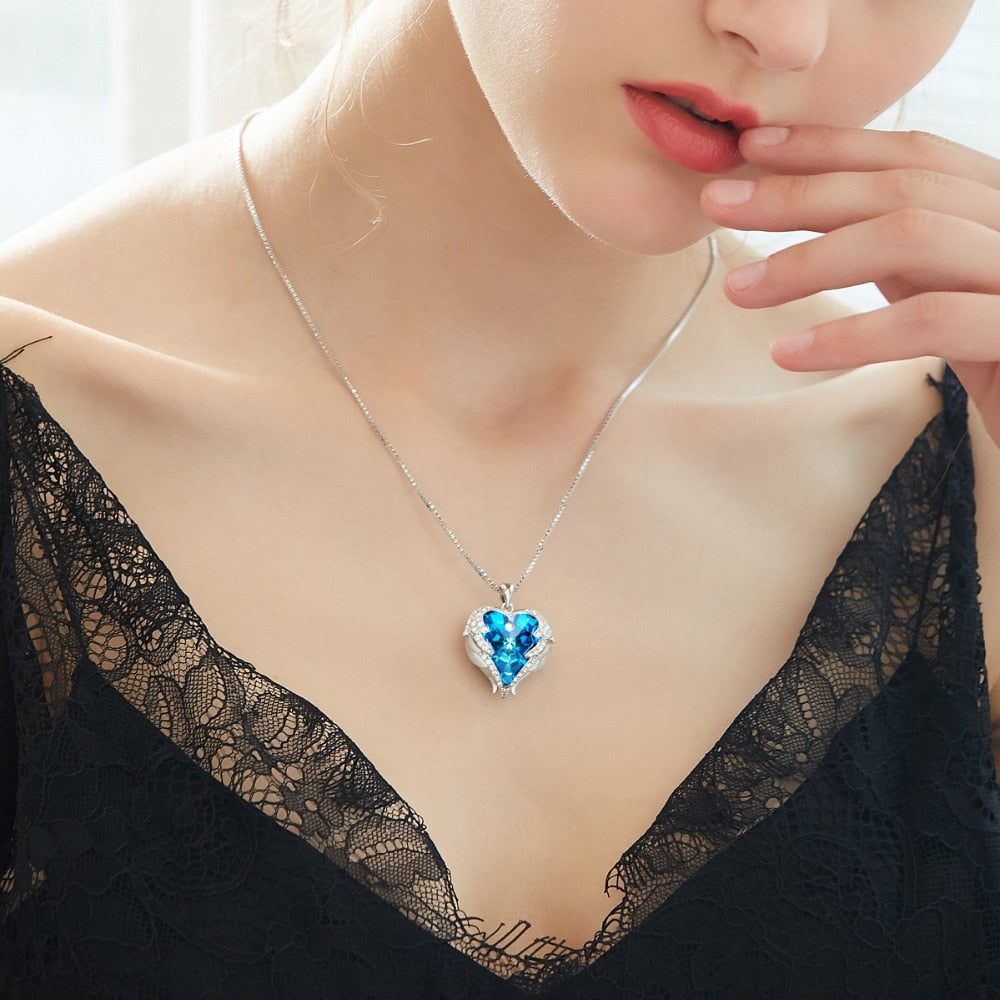 Harajuku Angel Wings Necklace with Swarovski Crystals