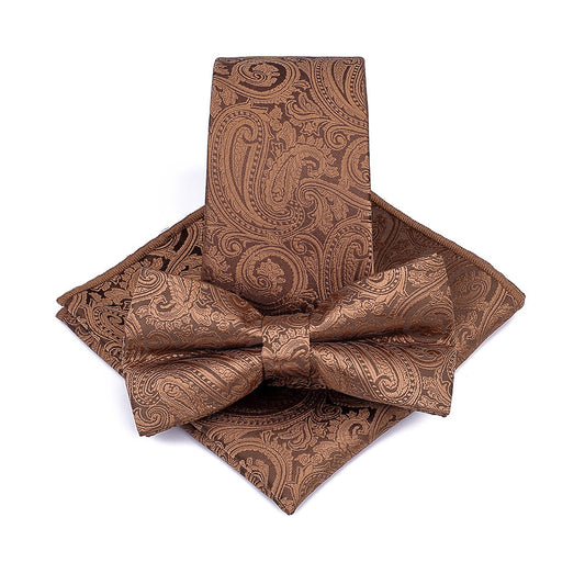Polyester Tie Men's Jacquard Cashew Flower Floral Bow Tie Set