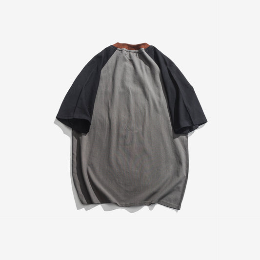 Color Blocked Short Sleeved Loose Casual Top