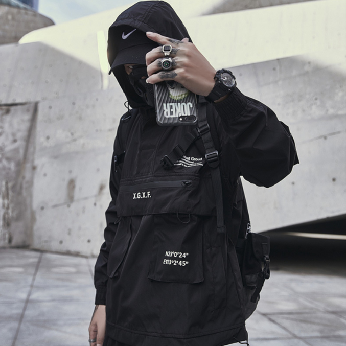 Harajuku Style Multi Pocket Workwear Coat for Men