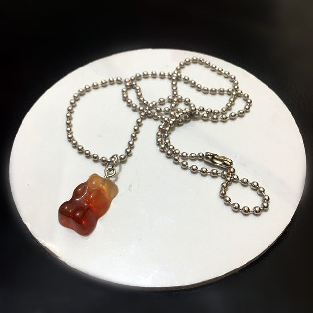 Colorful Gummy Bear Stainless Steel Necklace for Women