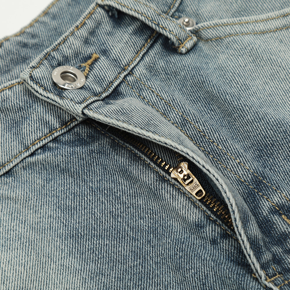 Harajuku Style Mid-Length Denim Shorts for Men