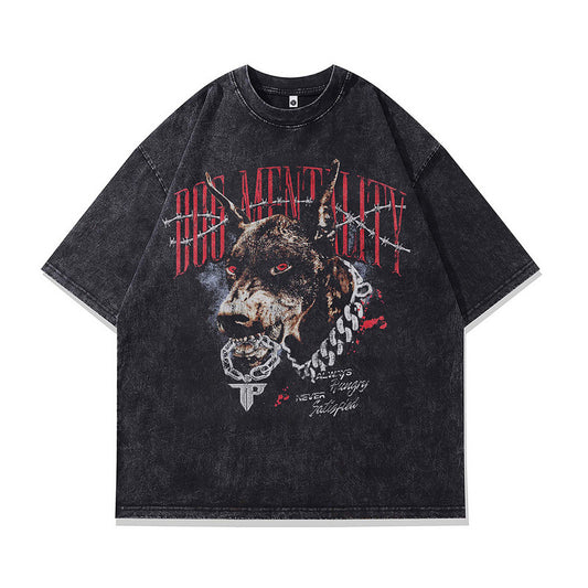 Retro Doberman Loose Fit Harajuku T-Shirt for Men
