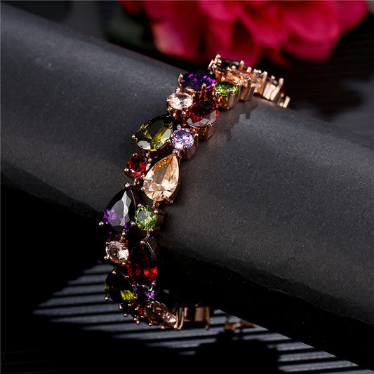 Mona Lisa Colorful Zircon Bracelet in Rose Gold