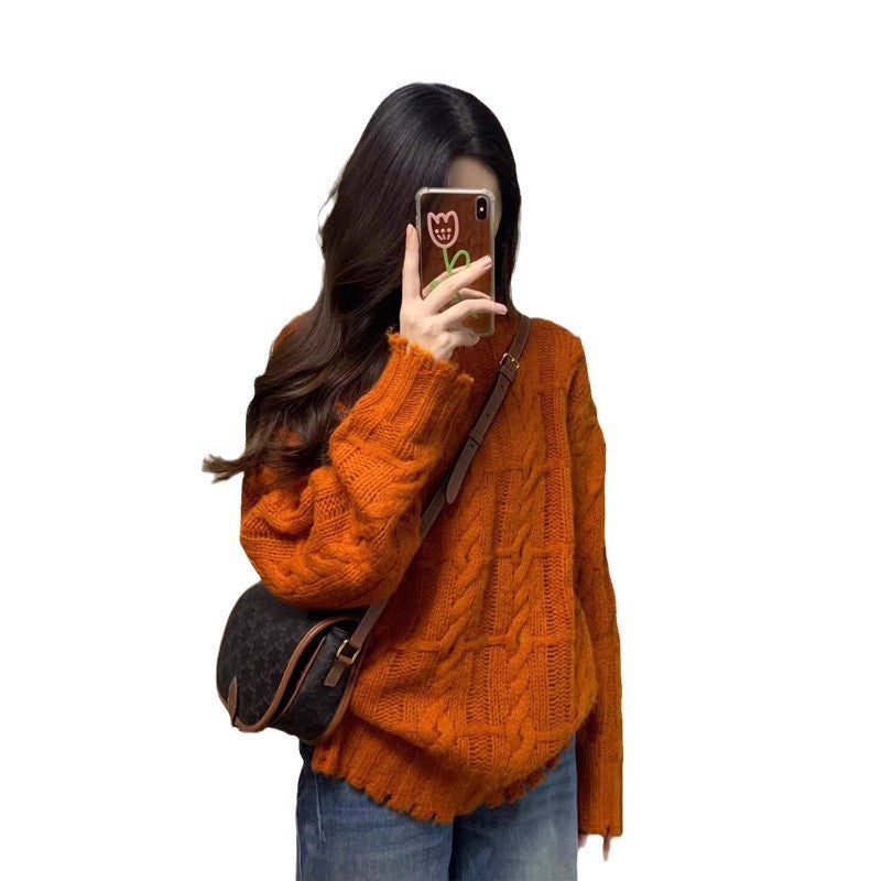Orange Pumpkin Knit Sweater - Soft and Cozy Knitted Top