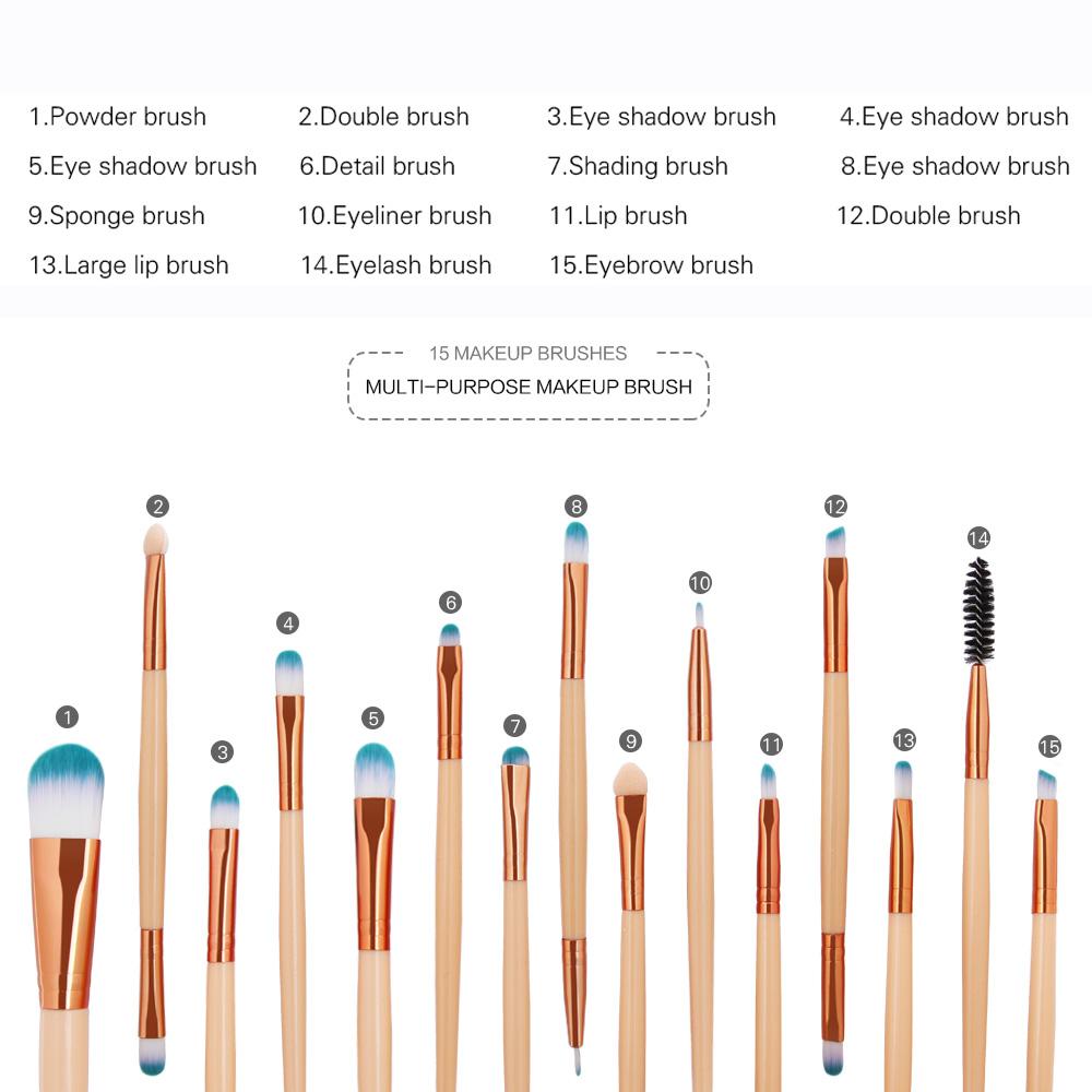 15Pcs Harajuku Style Makeup Brushes Set