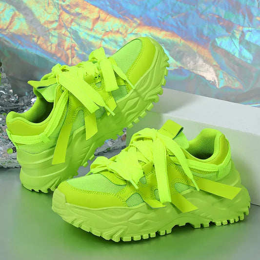 Spring Green Breathable Casual Sneakers for Harajuku Style