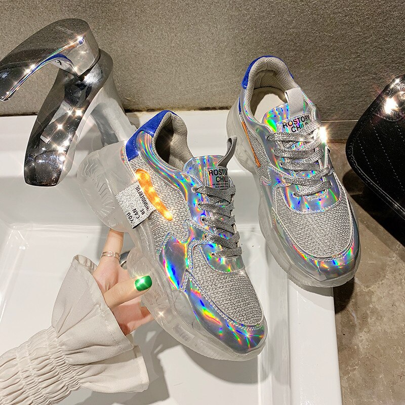Crystal Sneakers Women Flats Shoes - Dazzle Jelly Casual Footwear
