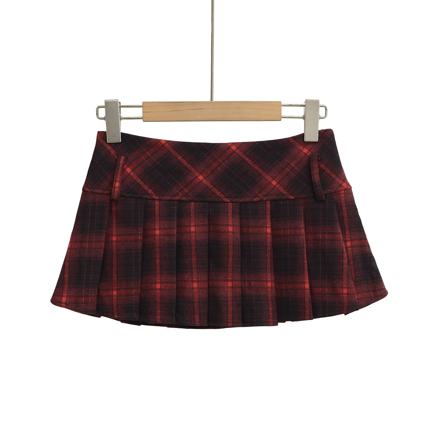 Checkered Pleated A-Line Skirt
