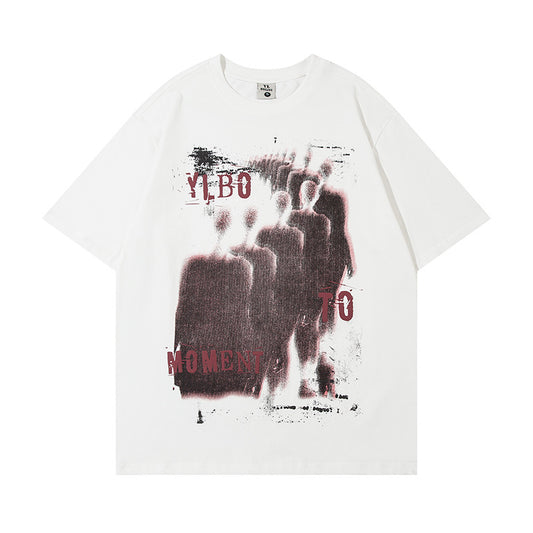 Harajuku Portrait Print Short Sleeve T-Shirt